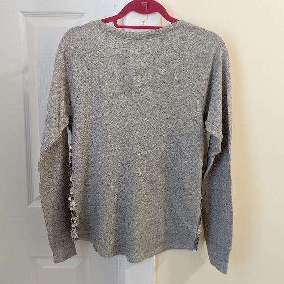 Express Crewneck with Reversible Gold Metallic and Cream Sequins Size M - Picture 2 of 9